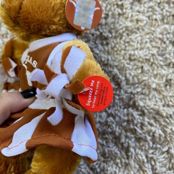 NWT Vtg 2008 University Of Texas Brown Bear 8” Cheerleader Football Stuffed - Picture 7 of 7